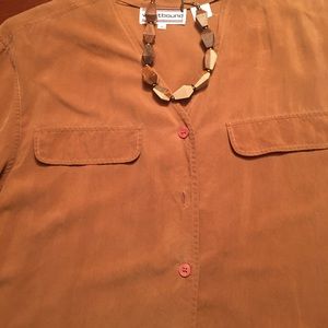 Brown 100% silk blouse